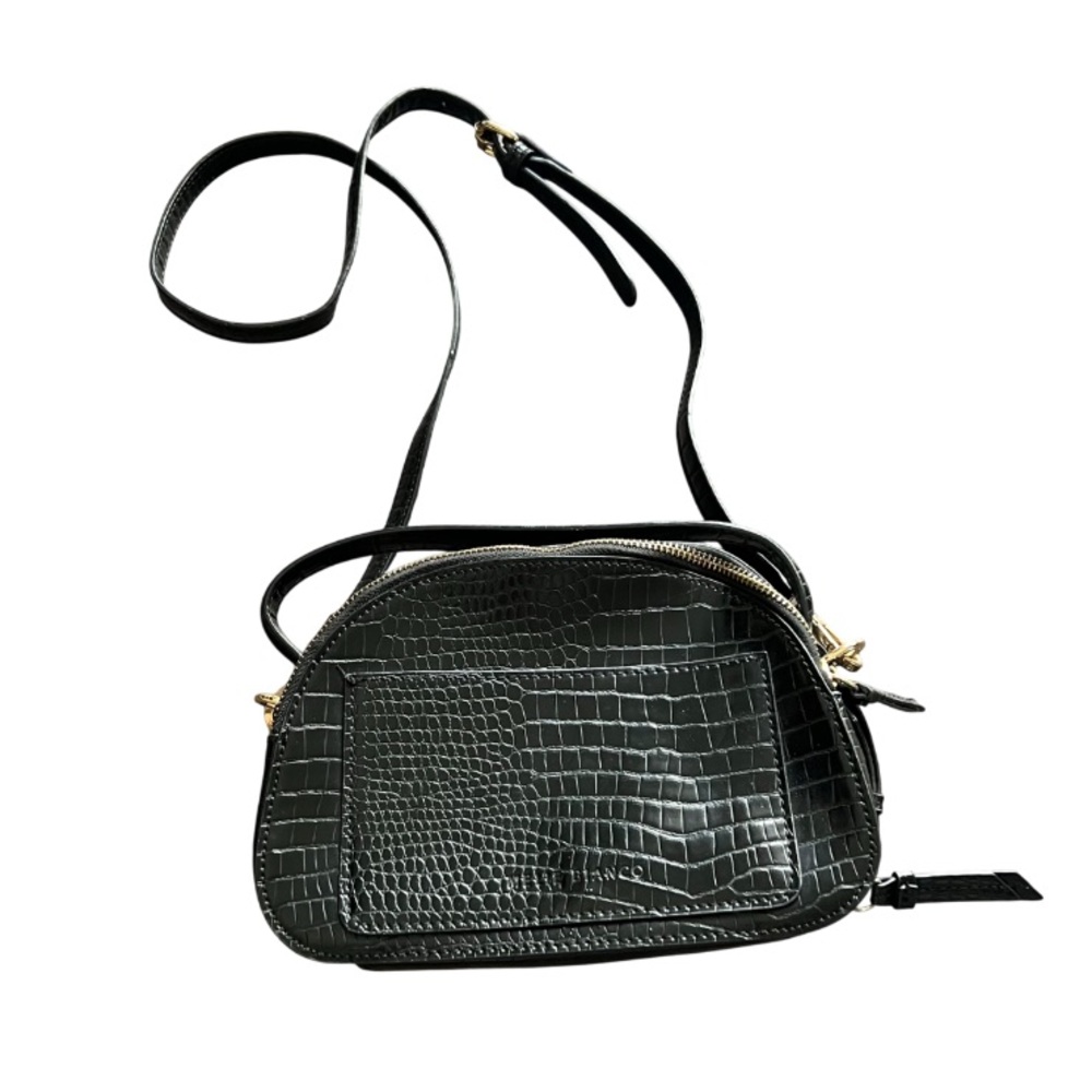 Anthropologie Melie Bianco Black Croc Crossbody Purse Bag One Size